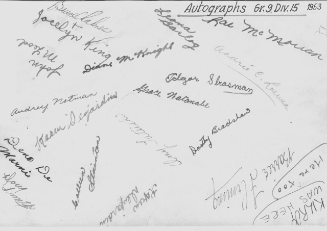 Autographs - Grade 9, Divison 15   1953