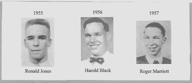 Top Academic Students - Ron Jones-1955, Harold Black-1956, Roger Marriott-1957