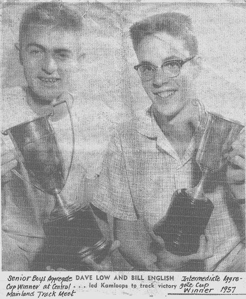 Dave Low, Bill English  - Central Track Meet Senior and Intermediate Aggregate Cup Winners - 1957