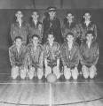 KHS Basketball-Dalgleish's 1953-54 - Top Row:- John Glowacki, Bill Gurney, Harold Foulger (Coach), Tom Kemal, Mike Dohm. Front Row:- Johns Brennan, Allan Fisher, Gordon Hayward, Lorne Rowt, Jim Hurst. :: Click photo for larger view